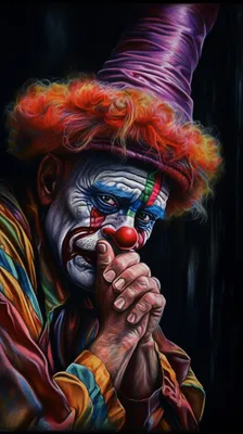 Грустный клоун в ярких красках - Шикарная тематическая заставка на телефон  | Творчество с Искусственным Интеллектом | Дзен