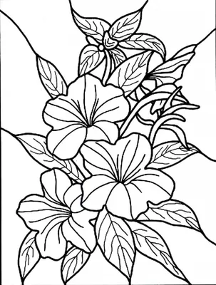 черный контур цветка розы со стеблем и двумя листьями, на белом фоне для  раскрашивания Stock Vector | Adobe Stock