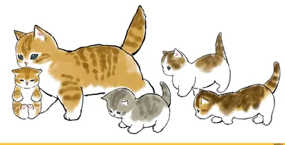 Кошек и котят нарисованные