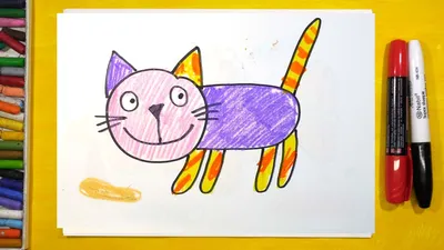Как нарисовать Кошку, Урок рисования для детей от 3 лет - YouTube
