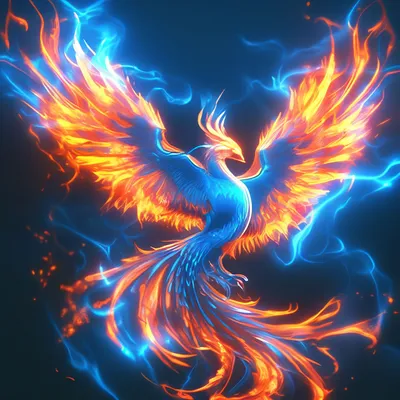 Эстетично красивый огненный феникс во…» — создано в Шедевруме