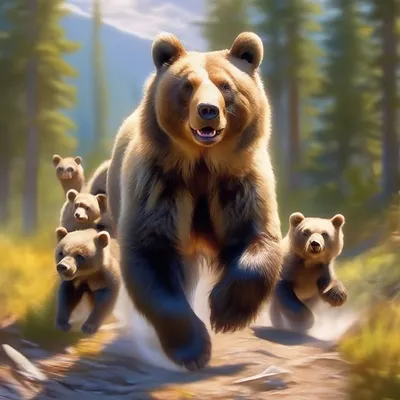 Медведица с медвежатами - красивые фото