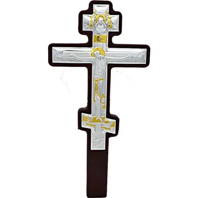Животворящий крест. Распятие Иисуса Христа. Крест настенный серебряный.