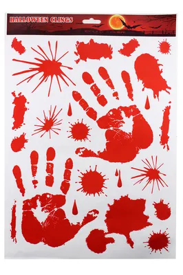 Украшения на Хэллоуин кровавые наклейки кровавая ручная печать следы  кровавые пятна цепляет страшный зомби Хэллоуин аксессуары | AliExpress