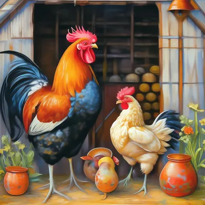 Курица и петух с цыплятами иллюстрация вектора. иллюстрации насчитывающей  семья - 85650015