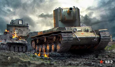 Рисунок Советский танк КВ-2 на рабочий стол | Бронетехника War Wallpapers