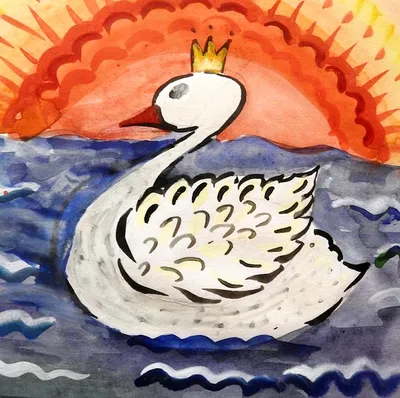 Рисунок лебедь для детей - 51 фото