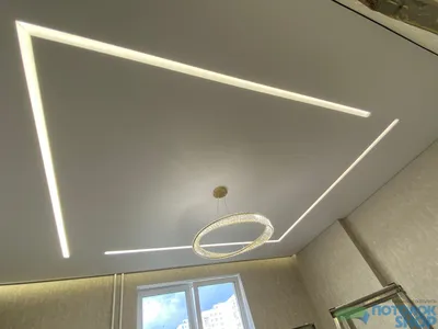 Световой натяжной потолок (световые линии) фото — Невадо