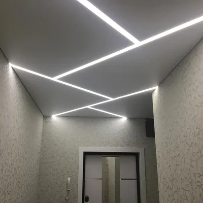 Контурный потолок со световыми линиями в ванной 5.4 кв.м - Евро Лайф