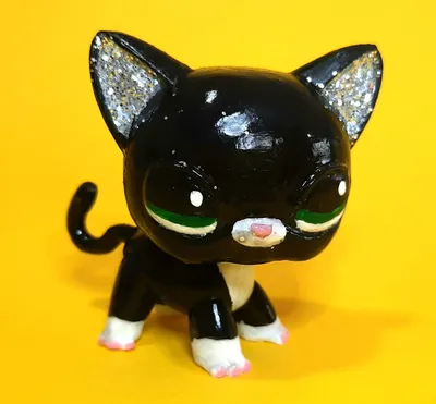 Littlest Pet Shop toys LPS cat #994 Black Short Hair Cat Blue Eyes for  girls | eBay