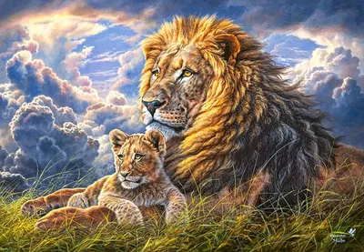 Львица и львенок рисунок - 75 фото