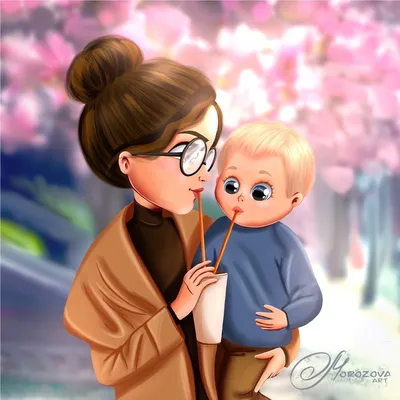 Иллюстрация Мама с сыном в стиле 2d, lifestyle, детский |