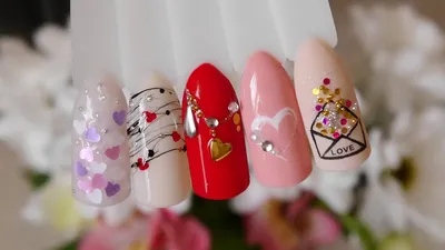Лёгкий дизайн ногтей на 14 февраля 2020//Маникюр на день Св. Валентина  обычным лаком - YouTube