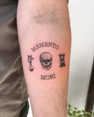 Small Forearm Black Memento Mori Tattoo | Memento mori tattoo, Tattoo  designs, Discreet tattoos