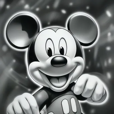 Микки Маус чёрно-белое изображение» — создано в Шедевруме