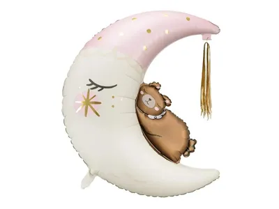 Иллюстрация мишка спит на луне в стиле детский | Illustrators.ru