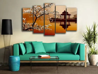 Arthata-Модульные-картины Картина на стену модульная на кухню/Цветы, ветка,  сакура