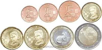Монета Хорватия 2023 набор монет евро 8 монет 1/2/5/10/20/50 евроцентов (  центов ) 1 и 2 евро. UNC купить в Москве, с доставкой по России и СНГ |  Интернет-магазин евромонета.рф