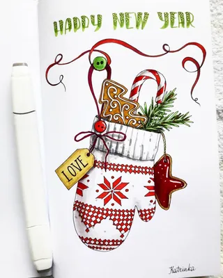 Ідеї на тему «Новогодние рисунки» (20) | листівки, малюнки, різдвяні  листівки