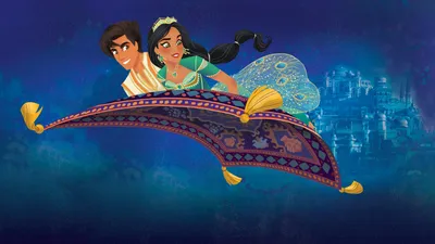 Обои на весь экран с Аладдином и принцессой Жасмин на ковре скачать  бесплатно - Аладдин 2019 обои - YouLoveIt.ru