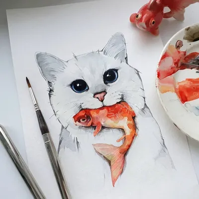 Рисунки котов для срисовки легкие в приготовлении (38 шт)