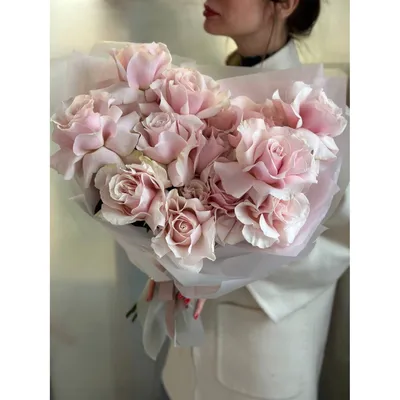 33 нежно-розовые розы в премиум упаковке (40 см) доставка в Брянске |  Нескучная История