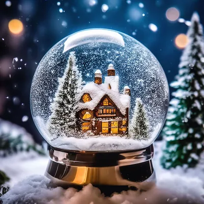 Снежный шар новогодний со снегом …» — создано в Шедевруме