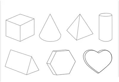 Раскраски шаблоны, Раскраска геометрические фигуры из бумаги объемные  геометрические фигуры контур шаблоны геометрические фигуры.
