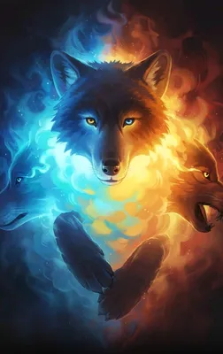 Создать мем \"fire wolf, волк, огненный и ледяной волк\" - Картинки -  Meme-arsenal.com