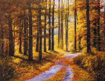 Картина маслом \"Осенний лес\" — В интерьер