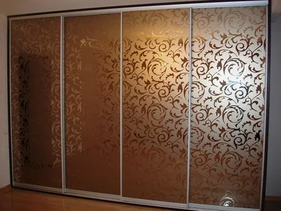 Шкаф-купе встроенный 1800 зеркало/зеркало пескоструйный рисунок - mebeldiora