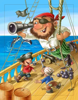 Пираты на острове сокровища Иллюстрация вектора - иллюстрации насчитывающей  моряк, малыш: 90989938