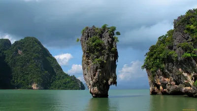 Обои James Bond Island - Phang Nga Bay, Phuket, Thailand Природа Побережье,  обои для рабочего стола, фотографии james, bond, island, phang, nga, bay,  phuket, thailand, природа, побережье, пхукет, тайланд, островок, тапу,  скалы,