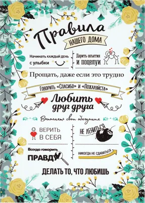 Постер (плакат), картина Правила семьи для дома (ID#123019939), цена: 16  руб., купить на Deal.by