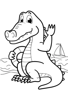 Крокодил на море - Животные для малышей - Раскраски антистресс