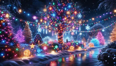 Enchanting Winter Wonderland Christmas Lights HD Wallpaper by robokoboto