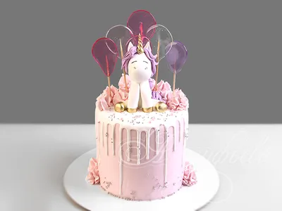 Розовый торт с единорогом для девочки на заказ – каталог начинок, фото,  доставка