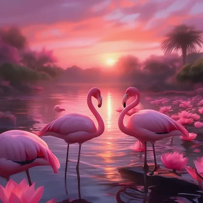 Розовый фламинго, вокруг розовые …» — создано в Шедевруме
