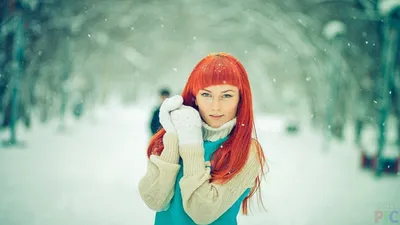 Девушка зима, рыжие волосы, пухлые …» — создано в Шедевруме