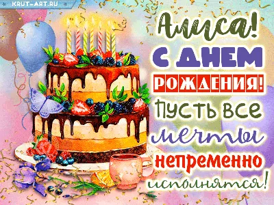 Открытка с днем рождения Алиса для девочки - поздравляйте бесплатно на  otkritochka.net