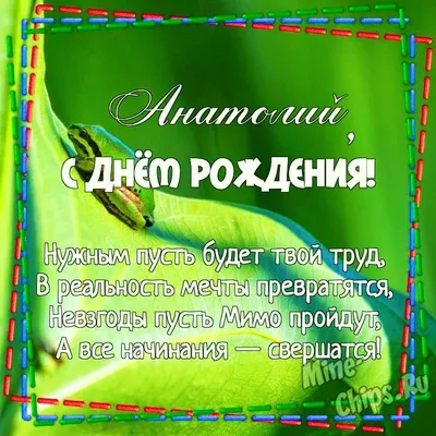 Картинка для поздравления с Днём Рождения Анатолию - С любовью,  Mine-Chips.ru