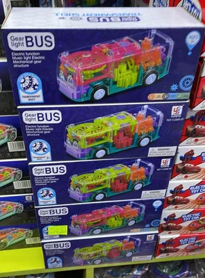 Прозрачная и светящаяся машинка Автобус с музыкальными эффектами,  движущимися шестеренками, переключением режи (ID#169774768), цена: 38 руб.,  купить на Deal.by