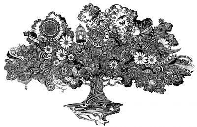 как называются рисунки с множеством мелких деталей для раскрашивания  Потрясающие иллюстрации ручкой и фломастером Тони Х… | Zentangle art, Art  inspiration, Tree art