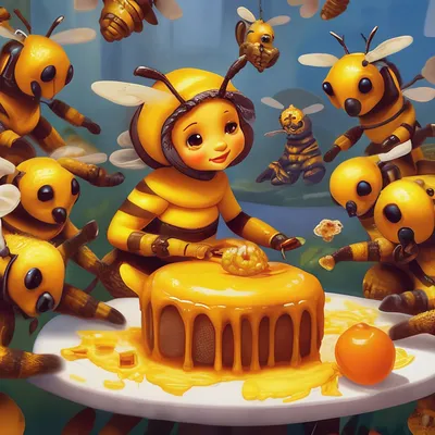 Пчёлка Майя ест тортик с мёдом…» — создано в Шедевруме