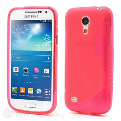 Силиконов калъф за Samsung Galaxy S4 mini със S-образен дизайн - ярко розов