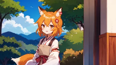 Милая, девушка fox senko-san, на …» — создано в Шедевруме