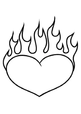 Раскраска Сердце в огне эмодзи | Раскраски для детей печать онлайн