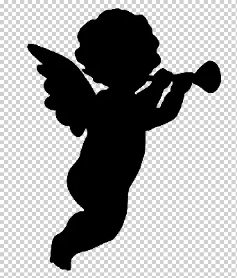 Херувим Ангел Силуэт, ангел, логотип, монохромный, вымышленный персонаж png  | Klipartz