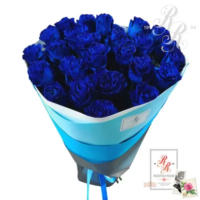 ᐉ Купить синие розы 25 штук в оформлении в Уральске — Интернет-магазин  UralskZakazBuketov