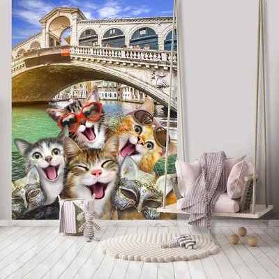 Наклейки на стену с милым котом, набор из 5 смешных виниловых наклеек на  стену с изображением кошки, украшение с абстрактным Киской кошкой p2037 |  AliExpress